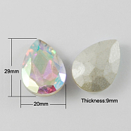 Glass Point Back Rhinestone, Back Plated, Faceted, teardrop, Colorful, 29x20x9mm(RGLA-Q004-8)