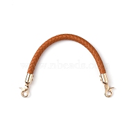 PU Imitation Leather Braided Bag Handles, with Zinc Alloy Lobster Claw Clasp, for Purse Making, Chocolate, 30~32x1.2cm(DIY-WH0366-41B)