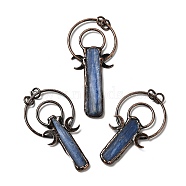 Natural Kyanite Big Pendants, Rectangle & Moon Charms, with Red Copper Plated Brass Findings, Cadmium Free & Lead Free, 69.5~86x41x4~6mm, Hole: 6mm(G-G019-07R-01)