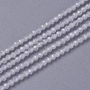 Cubic Zirconia Beads Strands, Faceted, Round, White, 3x2.5~3mm, Hole: 0.3mm, about 114~141pcs/strand, 15.1~16.4 inch(38.4~41.8cm)(X-G-F596-48I-3mm)