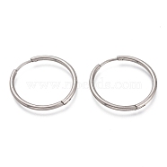 201 Stainless Steel Huggie Hoop Earrings, with 304 Stainless Steel Pin, Hypoallergenic Earrings, Ring, Stainless Steel Color, 21x1.5mm, 15 Gauge, Pin: 0.8mm(EJEW-O095-02D)