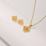 Chic Copper Lucky Clover Jewelry Set for Women, Simple and Elegant.(LD5406)