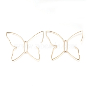 Brass Dangle Earrings, Wire Wrapped Earrings, Butterfly, Golden, 61x59x1mm, Pin: 1mm(EJEW-H106-01G)