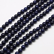 Natural Malaysia Jade Bead Strands, Round Dyed Beads, Prussian Blue, 4mm, Hole: 1mm, about 92pcs/strand, 15 inch(G-M100-4mm-03)