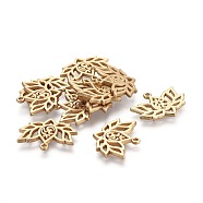 Tibetan Style Alloy Pendants, Lotus with Aum/Om Symbol, Lead Free & Nickel Free & Cadmium Free, Real 18K Gold Plated, Matte Gold Color, 16.5x20.5x1.5mm, Hole: 1mm(X-TIBE-S301-008MG-NR)