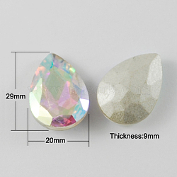Glass Point Back Rhinestone, Back Plated, Faceted, teardrop, Colorful, 29x20x9mm(RGLA-Q004-8)