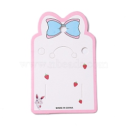 Paper Jewelry Display Cards for Keychain, Hair Clip, Rectangle with Strawberry and Bowknot Pattern, Pearl Pink, 12.5x7.9x0.03cm, Hole: 6.5~8mm(CDIS-F005-17)
