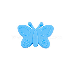 Food Grade Eco-Friendly Silicone Focal Beads, Chewing Beads For Teethers, DIY Nursing Necklaces Making, Butterfly, Deep Sky Blue, 22x30x10mm, Hole: 3mm(FIND-PW0005-06E)