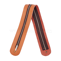 Alloy Zip-fastener, with Genuine Leather, for Bag Replacement Accessories, Flat, Sandy Brown, 50.2x4.6x0.25cm(FIND-WH0069-01B)