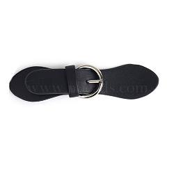 Black PU Leather Buckles, Tab Closures, Cloak Clasp Fasteners, with Alloy Roller Buckle, Platinum, 110~142mm(FIND-WH0111-285P)