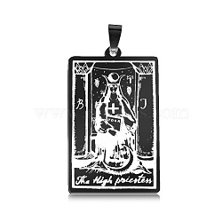 201 Stainless Steel Pendants, Laser Engraved Pattern, Tarot Card Pendants, Gunmetal, The High Priestess II, 40x24x1mm, Hole: 8x4mm(STAS-S105-LA461-11)