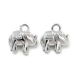 Brass Charms, Elephant Charm, Real Platinum Plated, 9x8x4mm, Hole: 1.5mm(KK-G447-04P)