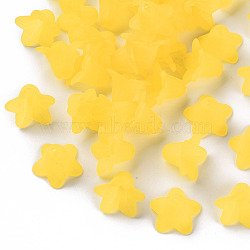 Transparent Acrylic Beads, Frosted, Flower, Champagne Yellow, 17.5x12mm, Hole: 1.5mm, about 770pcs/500g(PLF018-19)