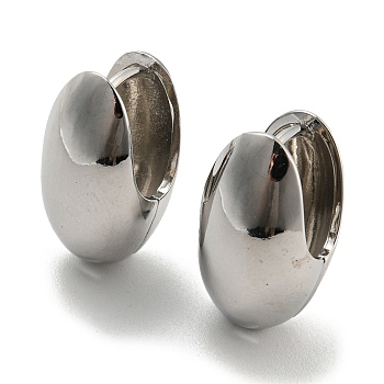 Egg Hoop Earrings, Brass Jewelry for Women, Cadmium Free & Lead Free, Platinum, 20.5x12mm