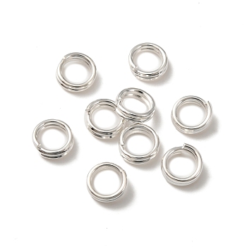 Brass Split Rings, Lead Free & Cadmium Free, Double Loops Jump Rings, 925 Sterling Silver Plated, 21 Gauge, 5x2mm, Inner Diameter: 3.5mm