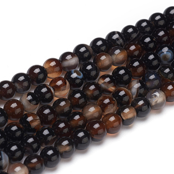 Natural Black Agate Beads Strands, Dyed & Heated, Grade B, Round, 4mm, Hole: 1.2mm, about 96pcs/strand, 14.76 inch(37.5cm)