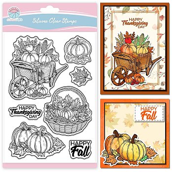 PVC Clear Stamps, for DIY Scrapbooking, Photo Album Decorative, Cards Making, Stamp Sheets, Pumpkin, 160x110mm