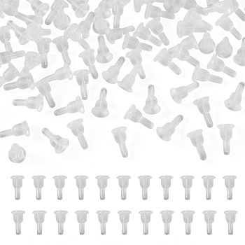 100Pcs Silicone Ear Nuts, Earring Backs, Clear, 6x10mm, Hole: 0.5mm
