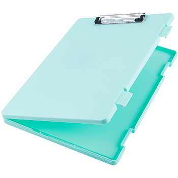 Rectangle Plastic Clipboards & Storage Folder, for Classroom & Office Use, Aquamarine, 323x235x21.5mm, Inner Diameter: 320x230mm