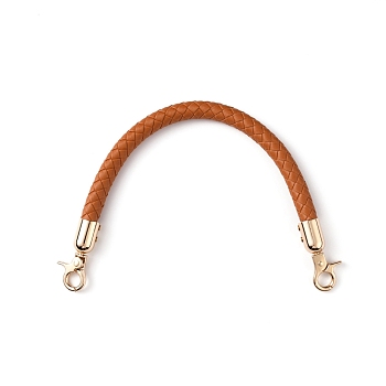 PU Imitation Leather Braided Bag Handles, with Zinc Alloy Lobster Claw Clasp, for Purse Making, Chocolate, 30~32x1.2cm