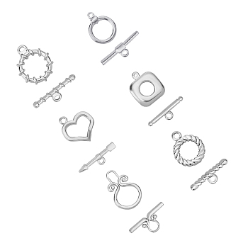 304 Stainless Steel Toggle Clasps, Mixed Shapes, Stainless Steel Color, 6sets/box