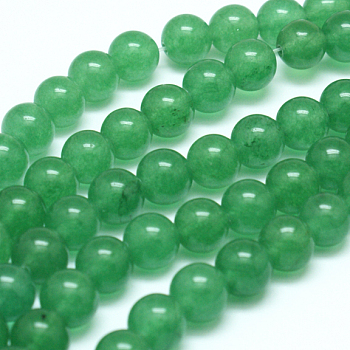 Natural Malaysia Jade Bead Strands, Dyed, Round, Green, 6mm, Hole: 1mm, about 63pcs/strand, 15.5 inch