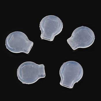 Comfort Silicone Clip on Earring Pads, Soft Anti-pain Pocket Style Cushions for for Clip-on Earrings, Clear, 11x9.5x3mm, Hole: 1.2x3.5mm