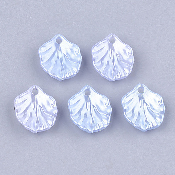 Acrylic Imitation Pearl Pendants, Leaf, Cornflower Blue, 17x15x4.5mm, Hole: 2mm, about 1027pcs/352g