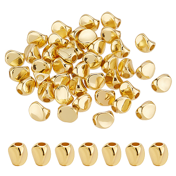 50Pcs Twist Oval Brass Beads, Long-Lasting Plated, Golden, 4x4x4.5mm, Hole: 1.5mm