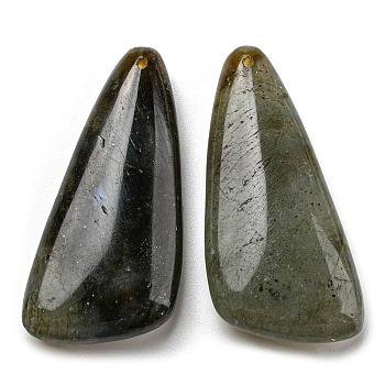 Natural Labradorite Pendants, Triangle, 46x21~23x8.5~9mm, Hole: 1.5mm