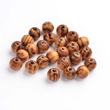 Natural Wood Beads, Spacer Beads, for DIY Macrame Rosary Jewelry, Lead Free, Round, Burlywood, 8mm in diameter, hole: 2.5mm