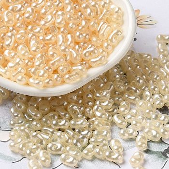 Opaque Acrylic Beads, Pearlized, Beans, Bisque, 6x3.5x3mm, Hole: 1.2mm, about 10000pcs/500g
