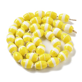 Handmade Nepalese Lampwork Beads, Barrel, Yellow, 19x14mm, Hole: 2mm, about 36pcs/strand, 26.38''(67cm)