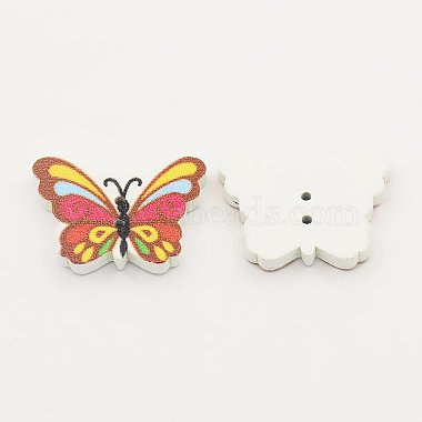 Printed Butterfly Wooden Buttons(BUTT-N001-05)-2