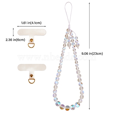 Round Synthetic Moonstone Beaded Mobile Straps(HJEW-SW00042-01)-2