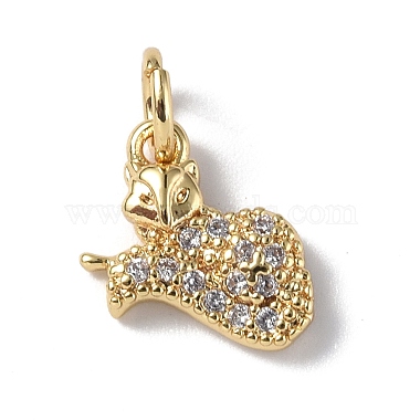 Real 18K Gold Plated Clear Fox Brass+Cubic Zirconia Charms