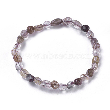 Bracelets extensibles en perles de quartz rutile naturel(BJEW-K213-39)-2