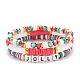 3Pcs 3 Style Polymer Clay Heishi Surfer Stretch Bracelets Set with Word Jolly Acrylic Beads(BJEW-TA00129)-1