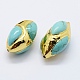 Edge Golden Plated Natural Howlite Beads(PEAR-F006-97G)-2
