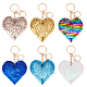 Wadorn 6piezas 6 colores llavero con colgante de corazón de lentejuelas del día de San Valentín(KEYC-WR0001-50)-1