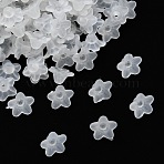 Transparent Frosted Acrylic Flower Beads, for Name Bracelets & Jewelry Making, White, about 10mm in diameter, 5mm thick, hole:1.2mm(X-PL554)