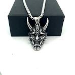 Vintage 304 Stainless Steel 3D Devil Mask Pendant Necklaces for Men, Stainless Steel Color, 23.62 inch(60cm)(AL8165)