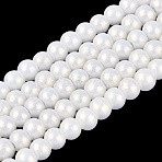Baking Paint Glass Pearl Beads Strands, Pearlized Style, Round, White, 6~6.5mm, Hole: 1~1.2mm, about 140~145pcs/strand, 30.31~31.50 inch(77~80cm)(DGLA-ZX001-05B-01)