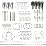 DIY Punk Earring Necklace Making Kits, Including 304 Stainless Steel Earring Hooks & Hoop Earring Findings, Iron Chains, Cone & Star & Moon & Tooth Shape Stainless Steel & Alloy Pendants, Stainless Steel Color(DIY-AR0002-61)