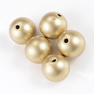 Matte Style Spray Painted Acrylic Beads, Round, Gold, 8mm, Hole: 2mm, about 1840pcs/500g(ACRP-S669-8mm-02)