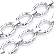 Aluminum Oval Link Chains, Unwelded, Platinum, 27.5x19x4mm, 12x5x1.5mm(CHA-N003-42P)