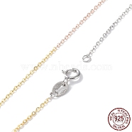 925 Sterling Silver Cable Chain Necklaces for Women, with Spring Clasp, Multi-color, 17-3/4 inch(45cm)(NJEW-A014-06)