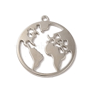 Alloy Pendant, Cadmium Free & Lead Free, Earth, Platinum, 45x40.5x1.5mm, Hole: 2.7mm(FIND-A038-26P)