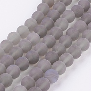Natural Grey Agate Bead Strands, Frosted, Round, 10mm, Hole: 1mm, about 39pcs/strand, 15.7 inch(X-G-H055-10mm)