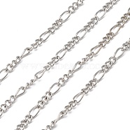 Iron Handmade Chains Figaro Chains Mother-Son Chains, Unwelded, Platinum Color, with Spool, Mother Link:3.5x7mm, 1mm thick, Son Link:3x4mm, 0.83mm thick, about 328.08 Feet(100m)/roll(CHSM005Y-N)